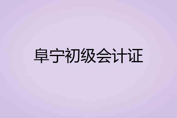 阜宁初级会计证