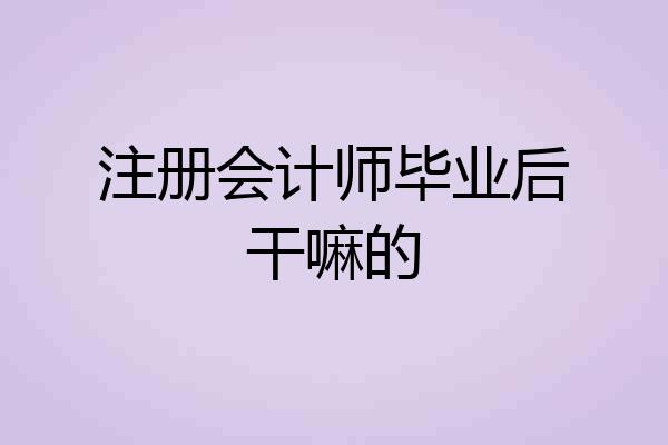 注册会计师毕业后干嘛的