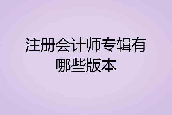 注册会计师专辑有哪些版本