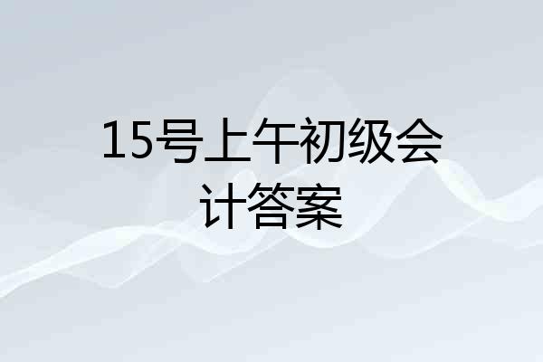 15号上午初级会计答案