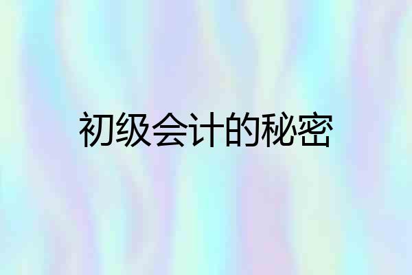 初级会计的秘密