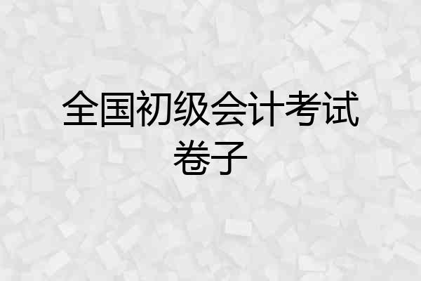 全国初级会计考试卷子