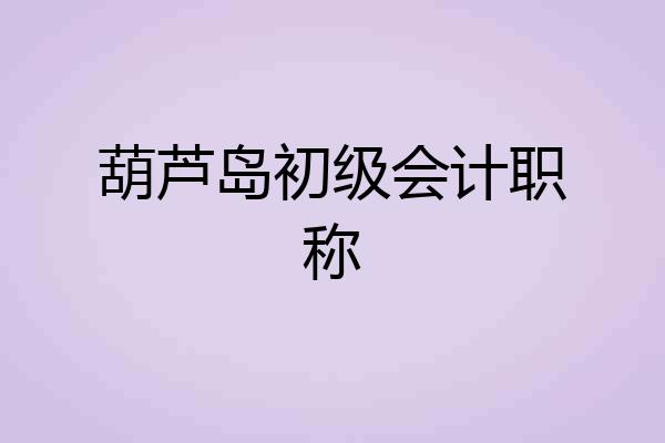 葫芦岛初级会计职称