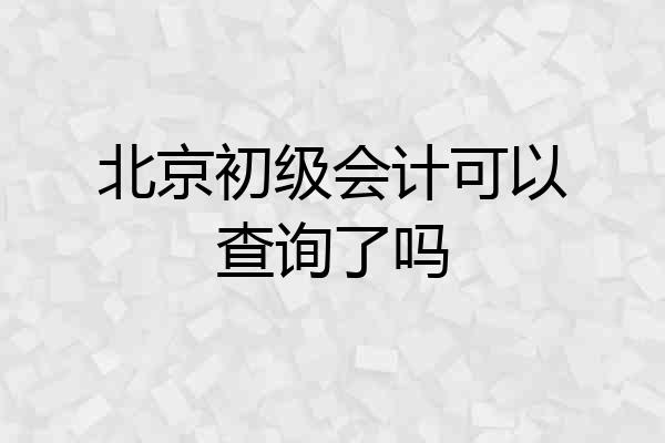 北京初级会计可以查询了吗