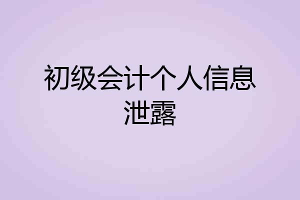 初级会计个人信息泄露