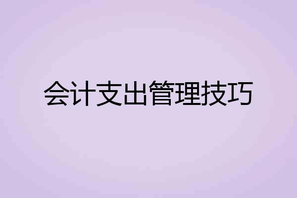 会计支出管理技巧