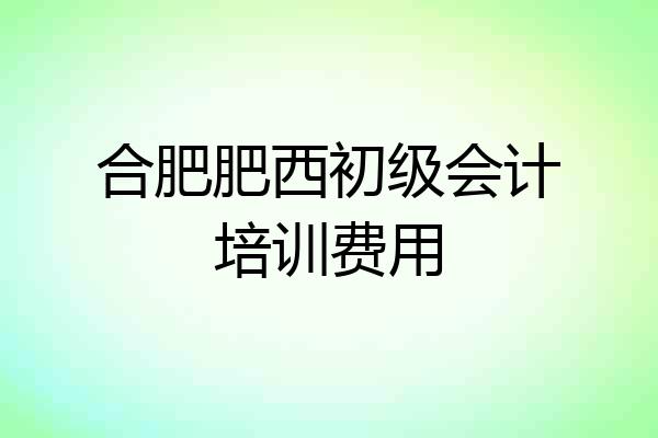合肥肥西初级会计培训费用