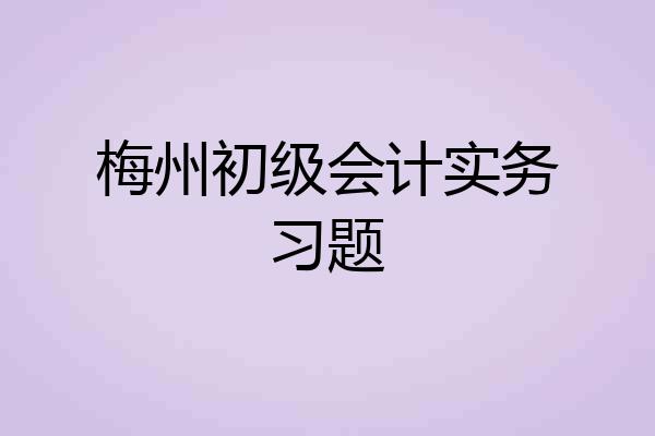 梅州初级会计实务习题