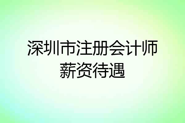 深圳市注册会计师薪资待遇