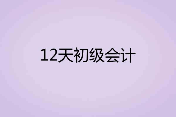 12天初级会计