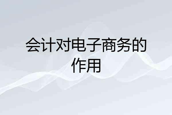 会计对电子商务的作用