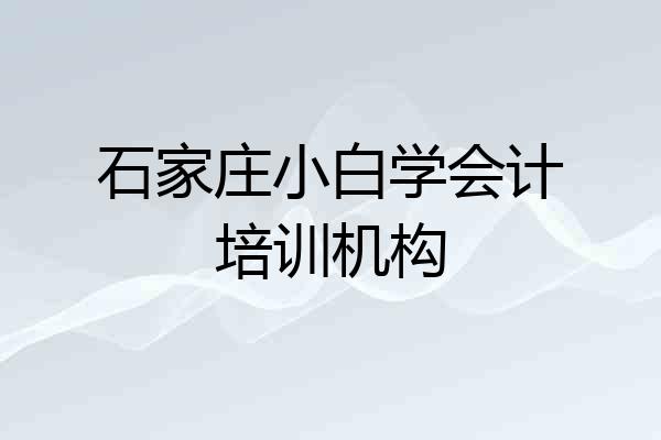 石家庄小白学会计培训机构