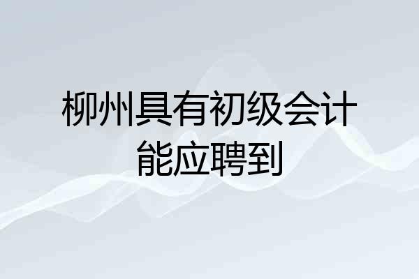 柳州具有初级会计能应聘到