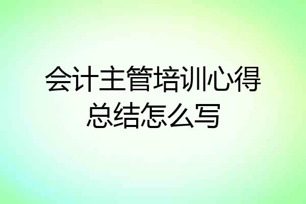 会计主管培训心得总结怎么写