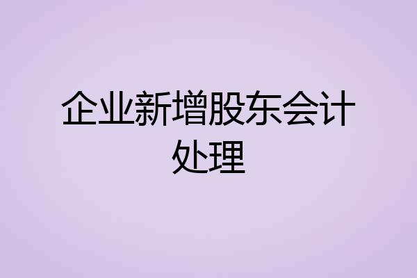 企业新增股东会计处理