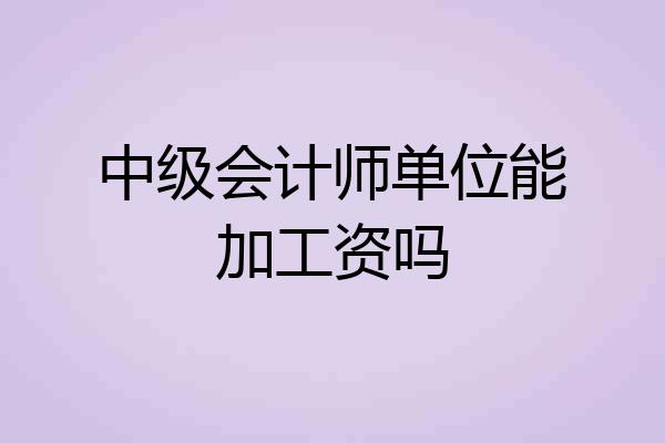 中级会计师单位能加工资吗