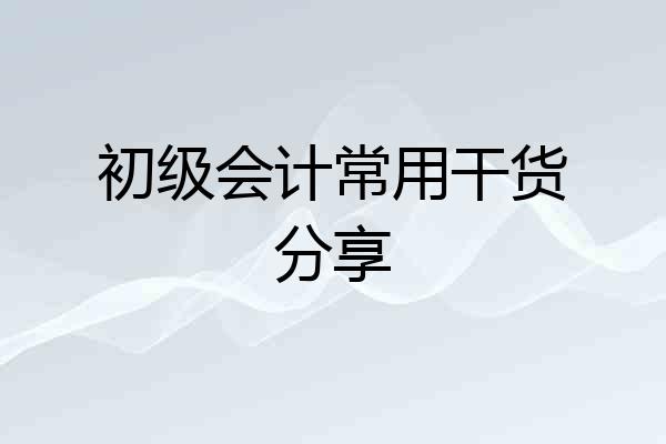 初级会计常用干货分享
