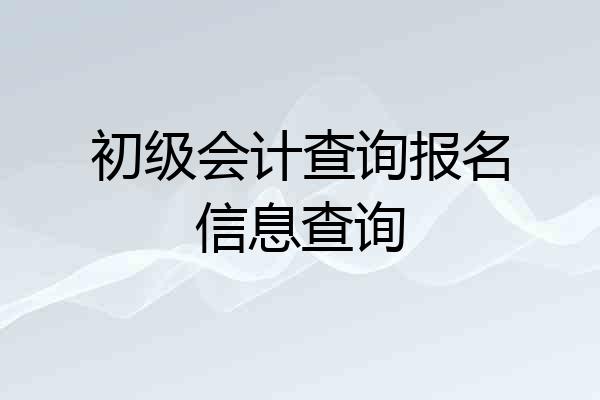 初级会计查询报名信息查询