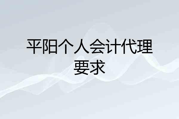 平阳个人会计代理要求