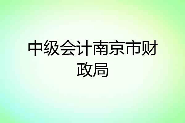 中级会计南京市财政局