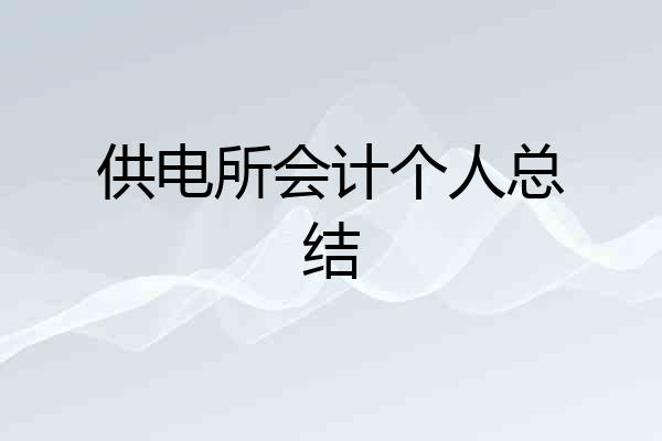 供电所会计个人总结