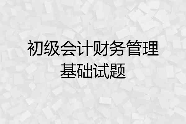 初级会计财务管理基础试题