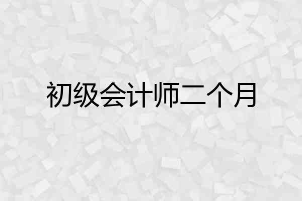 初级会计师二个月