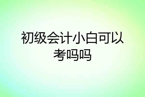 初级会计小白可以考吗吗