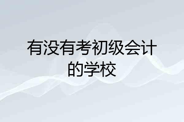 有没有考初级会计的学校