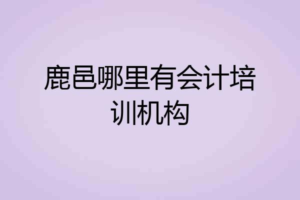 鹿邑哪里有会计培训机构