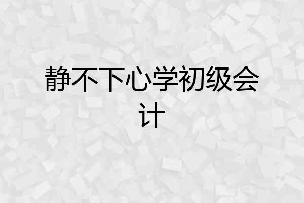 静不下心学初级会计