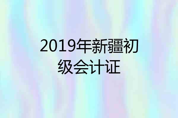 2019年新疆初级会计证