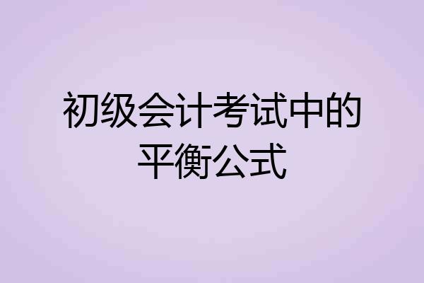 初级会计考试中的平衡公式
