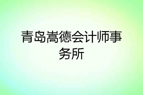 青岛嵩德会计师事务所