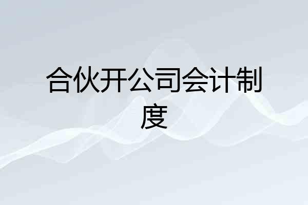 合伙开公司会计制度