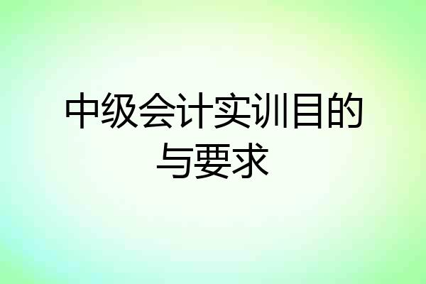 中级会计实训目的与要求