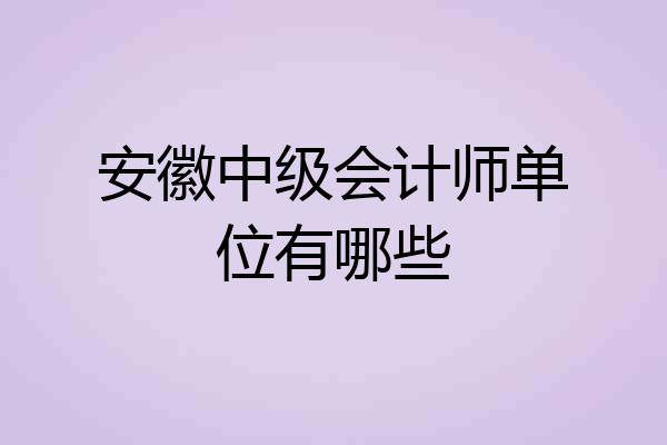 安徽中级会计师单位有哪些
