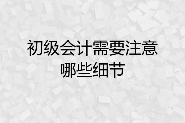 初级会计需要注意哪些细节