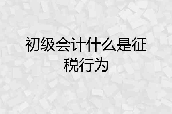 初级会计什么是征税行为