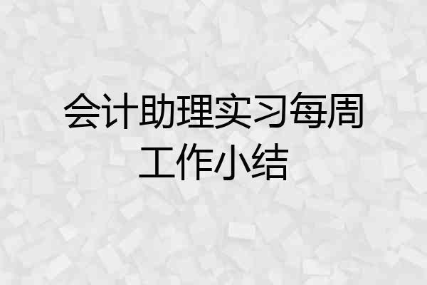 会计助理实习每周工作小结