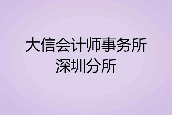 大信会计师事务所深圳分所