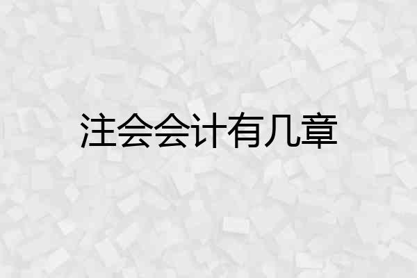 注会会计有几章