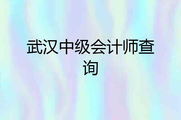 武汉中级会计师查询