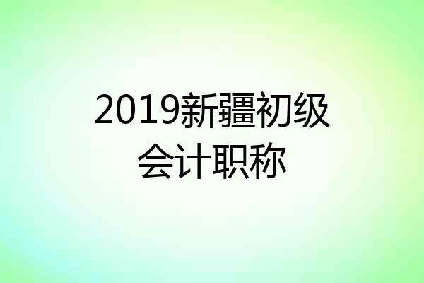 2019新疆初级会计职称