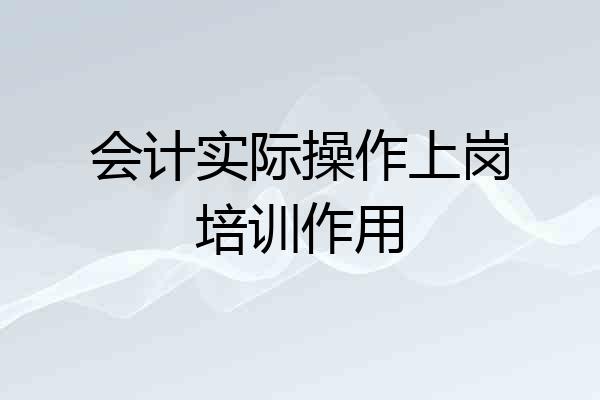 会计实际操作上岗培训作用