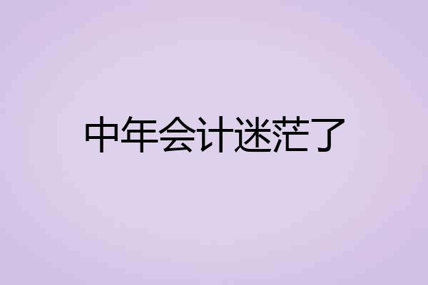 中年会计迷茫了