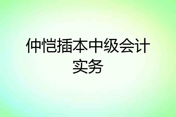 仲恺插本中级会计实务