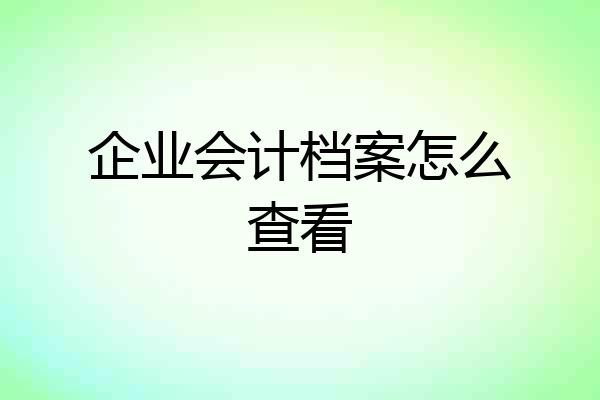 企业会计档案怎么查看