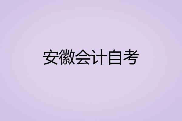 安徽会计自考