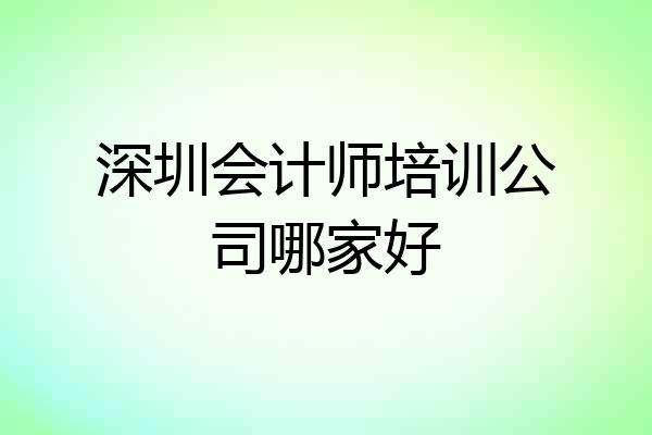 深圳会计师培训公司哪家好